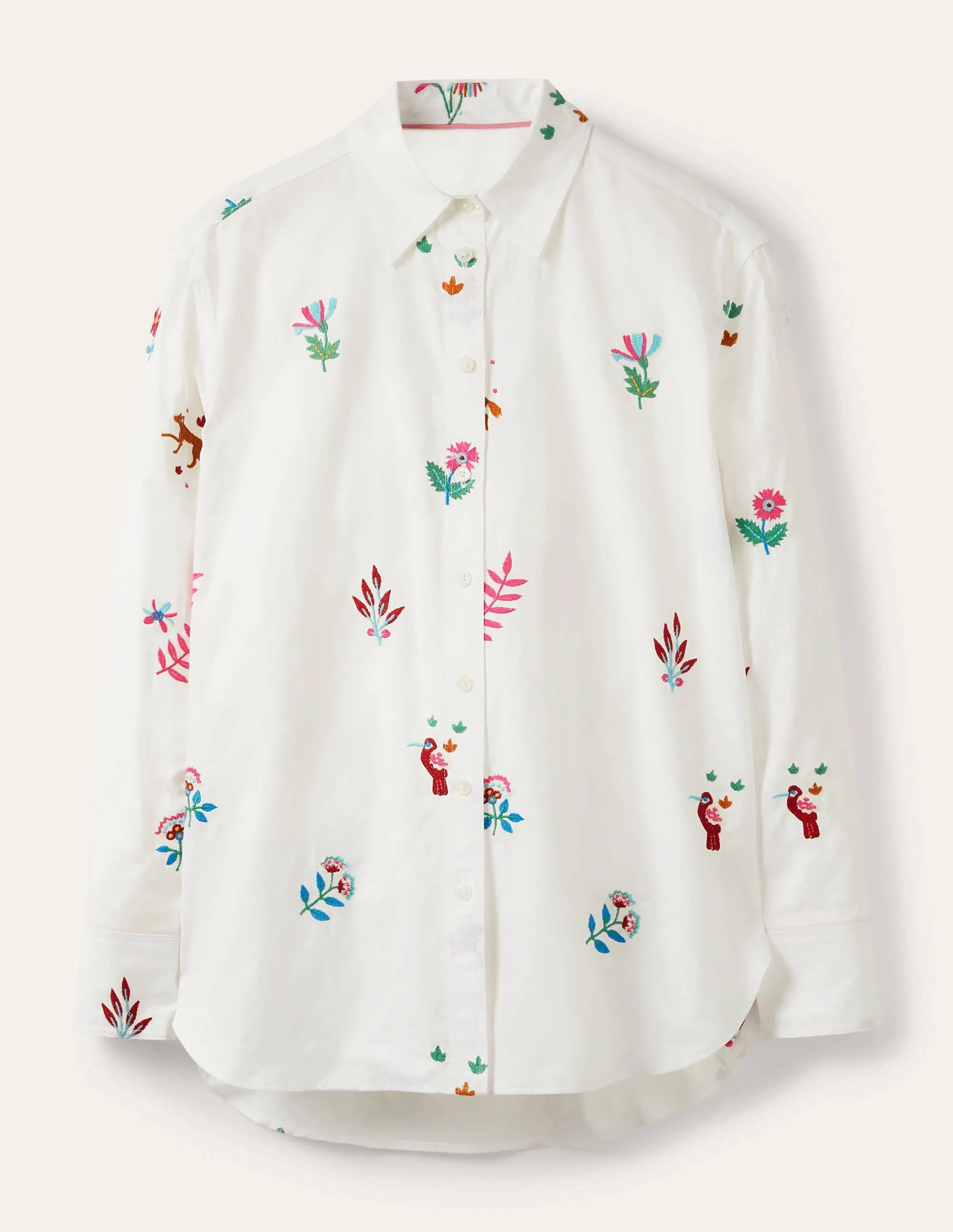 Agnes Oversized Shirt-White Embroidered