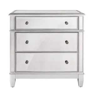 Antique Silver Mirrored Oversized 3 Drawer Night Stand/Chest- Model Danielle