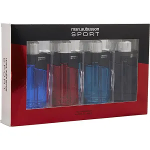 Aubussonaubusson Variety4 Piece Mens Mini Variety With Sport Blue & Sport Red & Sport Aqua & Sport Black & All Are Edt Spray 0.5 Oz For Men