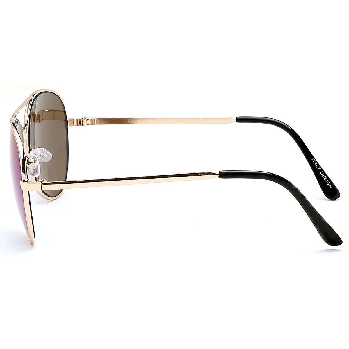 Aviator Sunglasses Classic - Non-Polarized - Gold Frame - Blue/Purple Mirror