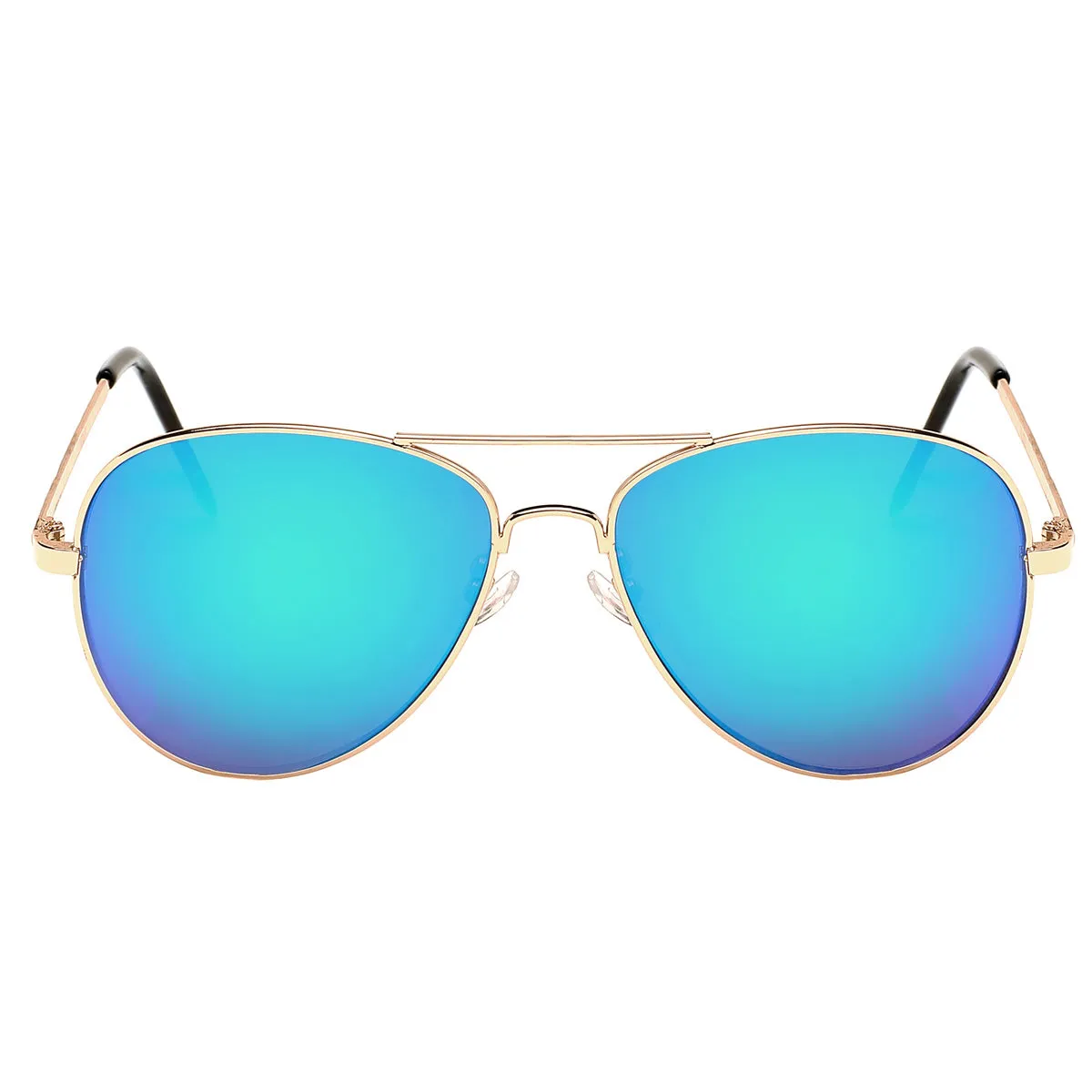 Aviator Sunglasses Classic - Non-Polarized - Gold Frame - Blue/Purple Mirror