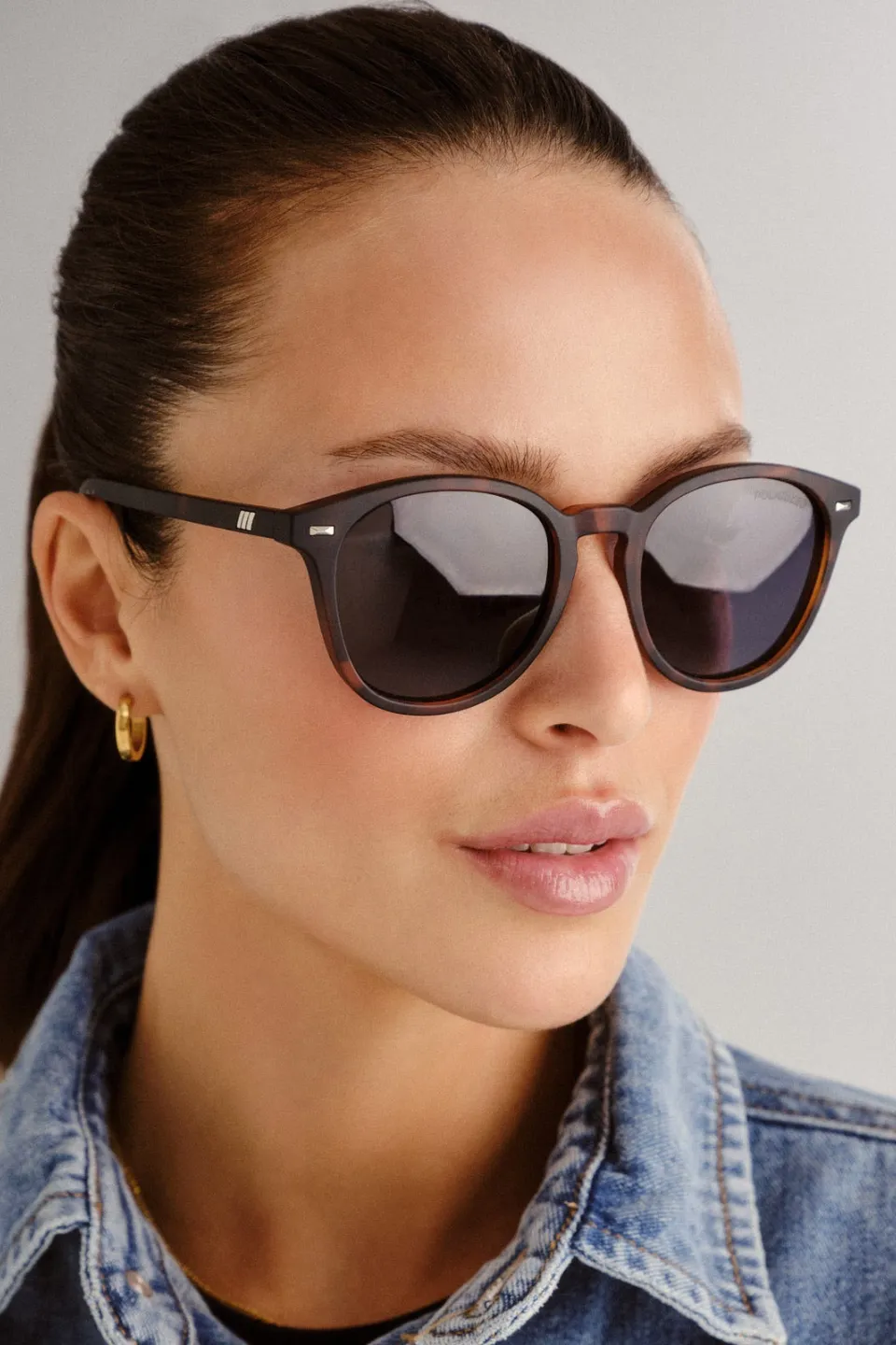 Bandwagon Polarised Round Matte Tort Smoke Lens Sunglasses