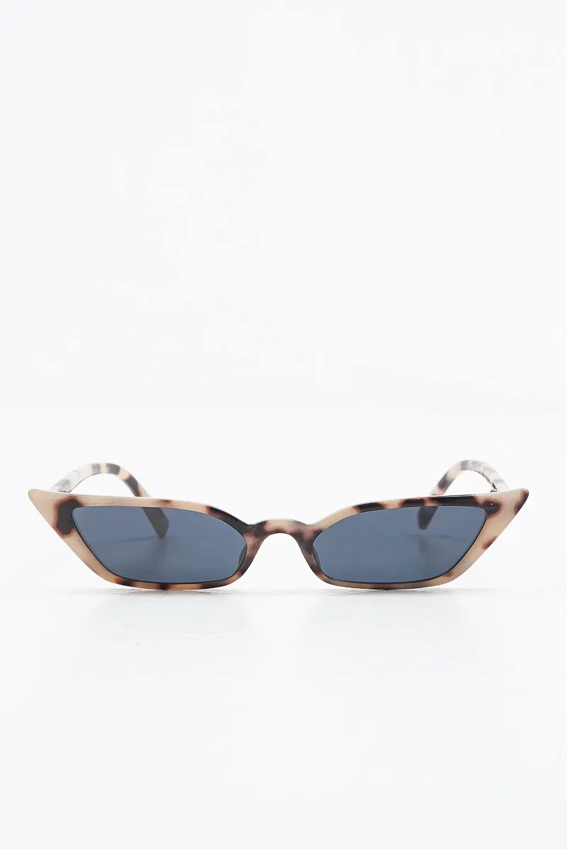 Beige Leopard Slim Pointed Cat Eye Sunglasses - Shelsy