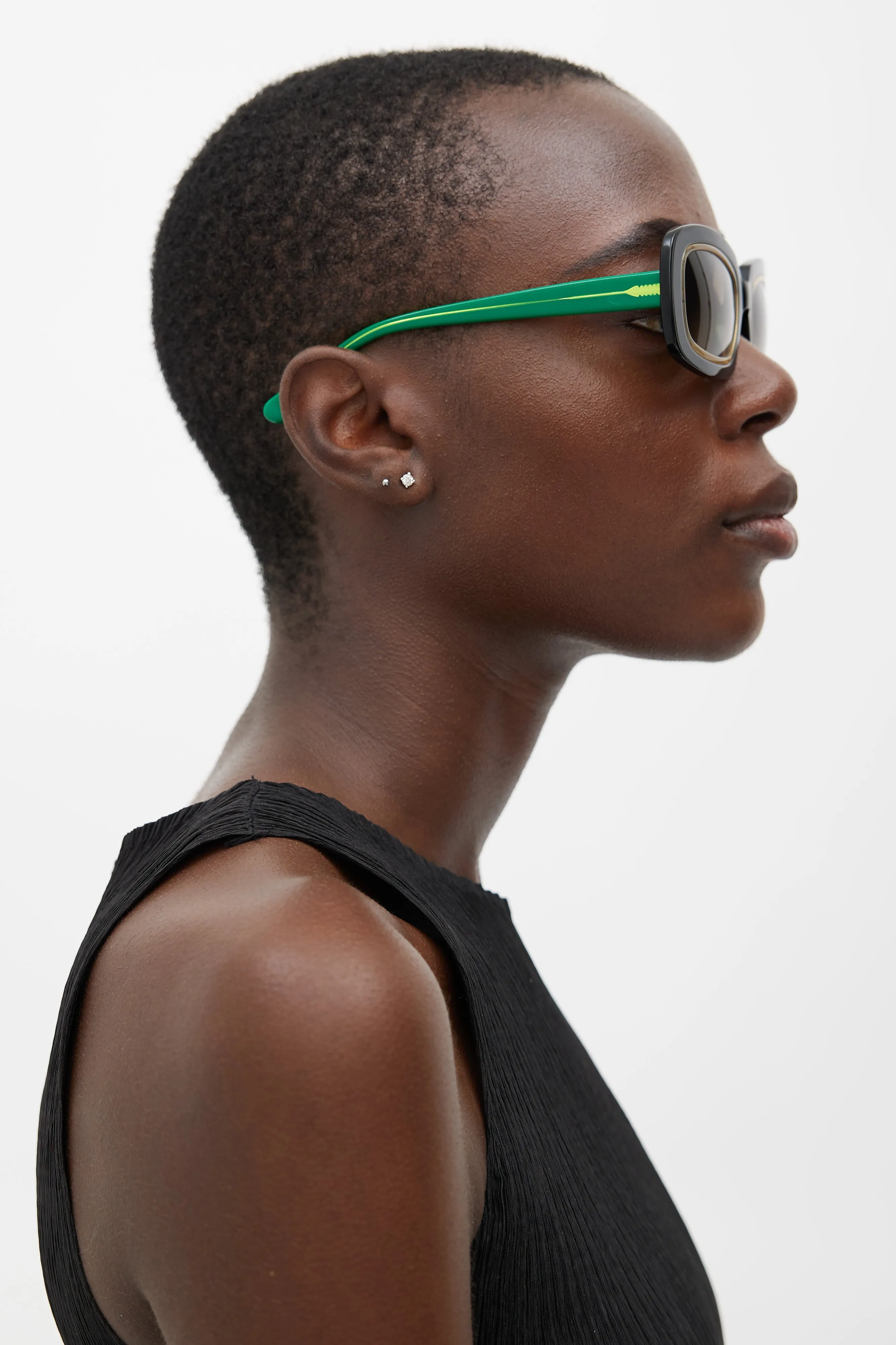 Black & Green MA257 Rectangle Sunglasses