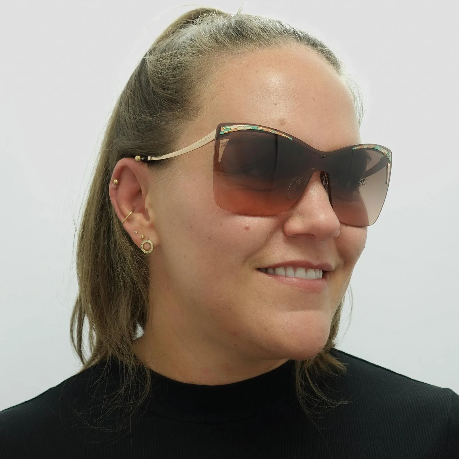 Bvlgari Sunglasses BV6138 201413 Rose Gold Pink Gradient Dark Brown