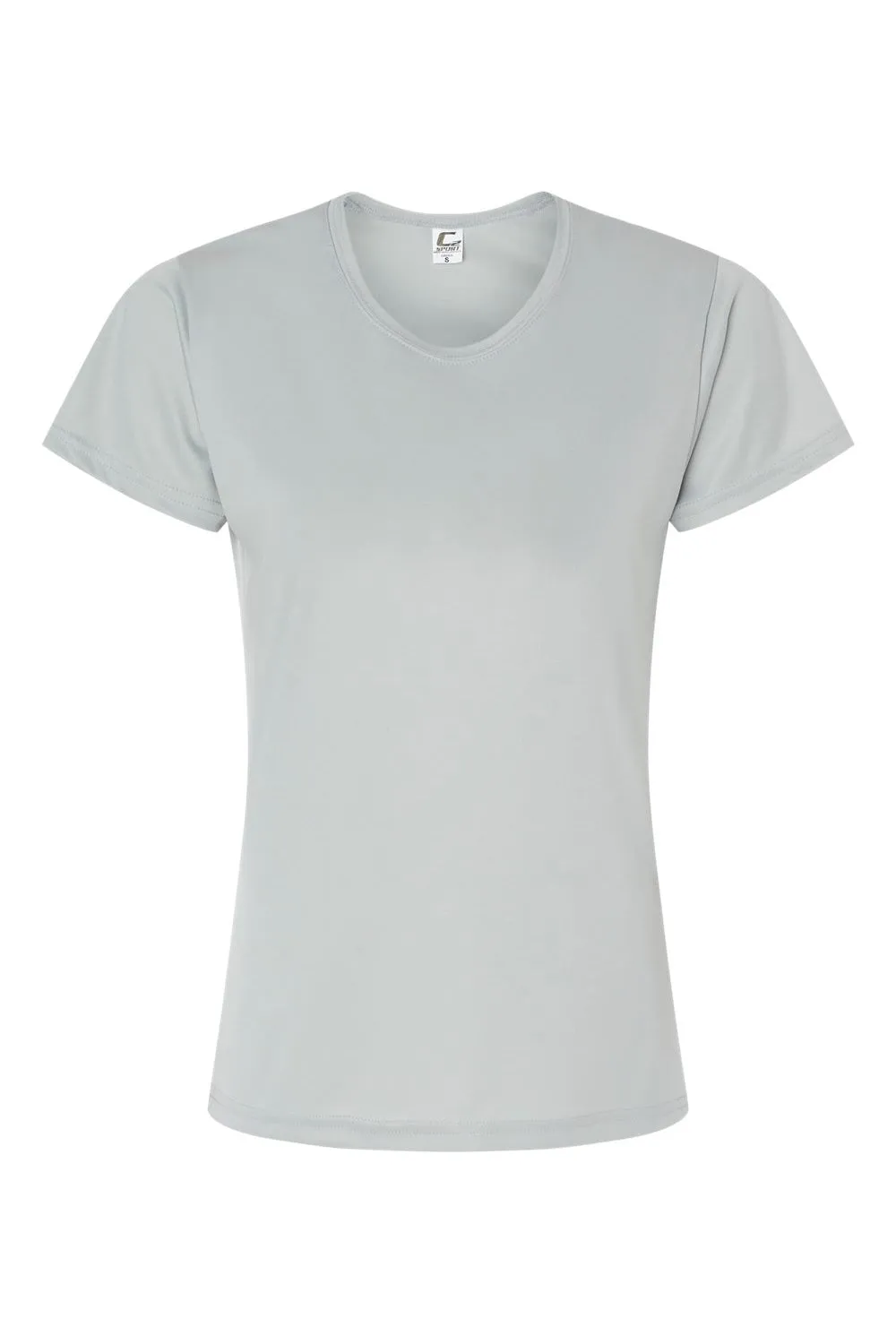 C2 Sport Womens Performance Moisture Wicking Short Sleeve Crewneck T-Shirt - Silver Grey - Closeout