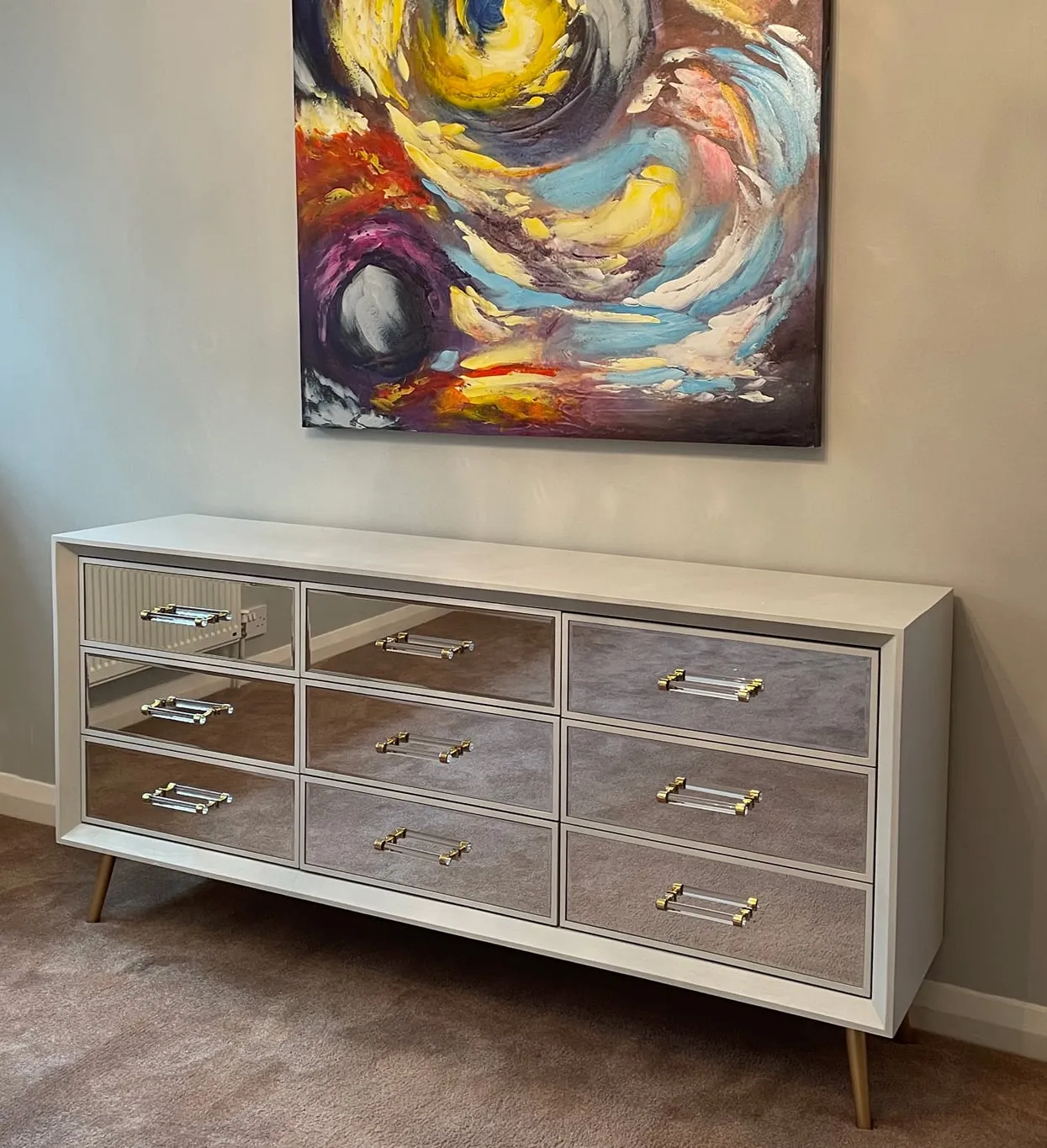 Carnaby White Mirrored Sideboard
