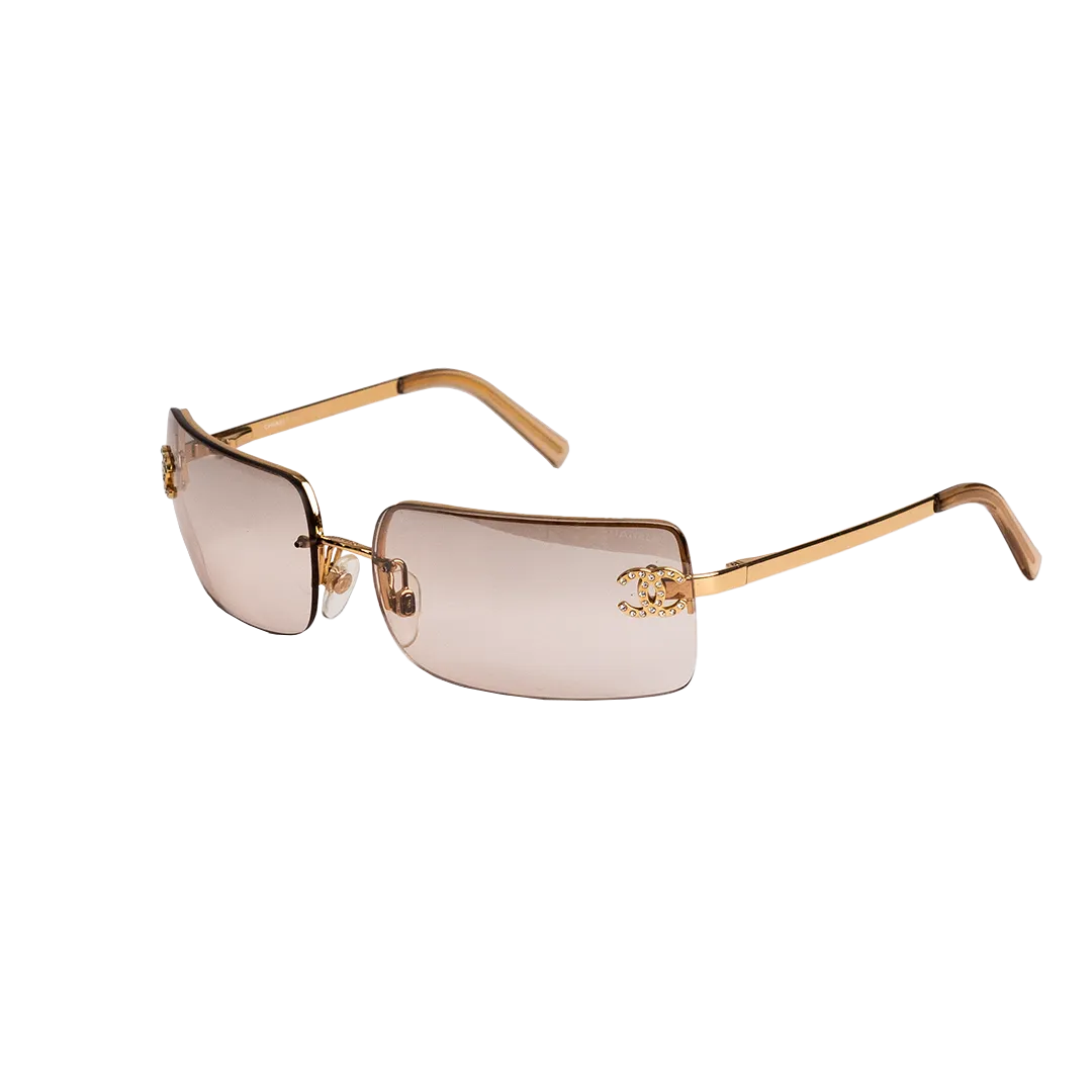 Chanel 4092B Coco 90s Half Frame Swarovski Rhinestone Cream