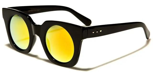 designer Round Mirror Cat Eye Sunglasses for Ladies