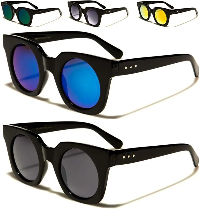 designer Round Mirror Cat Eye Sunglasses for Ladies
