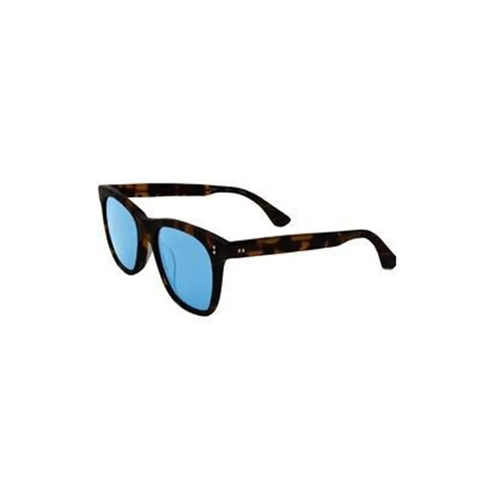 Fitzpatrick Unisex Shiny Dark Tortoise Frame Indigo Blue Lens Oval Sunglasses - 10010586
