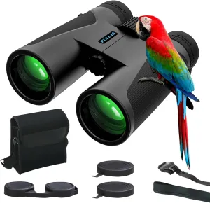 FULLJA 12x42-High-Power-Compact Binoculars for Adults - Lightweight Binoculars for Women Girls, Easy Focus Waterproof with BAK4 Prism Lens for Bird Watching, Hiking, Hunting, Sports Event