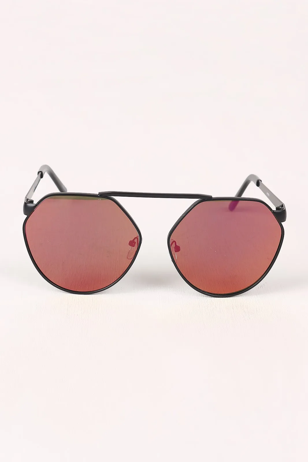 Geometric-Shape Mirrored Lens Sunglasses