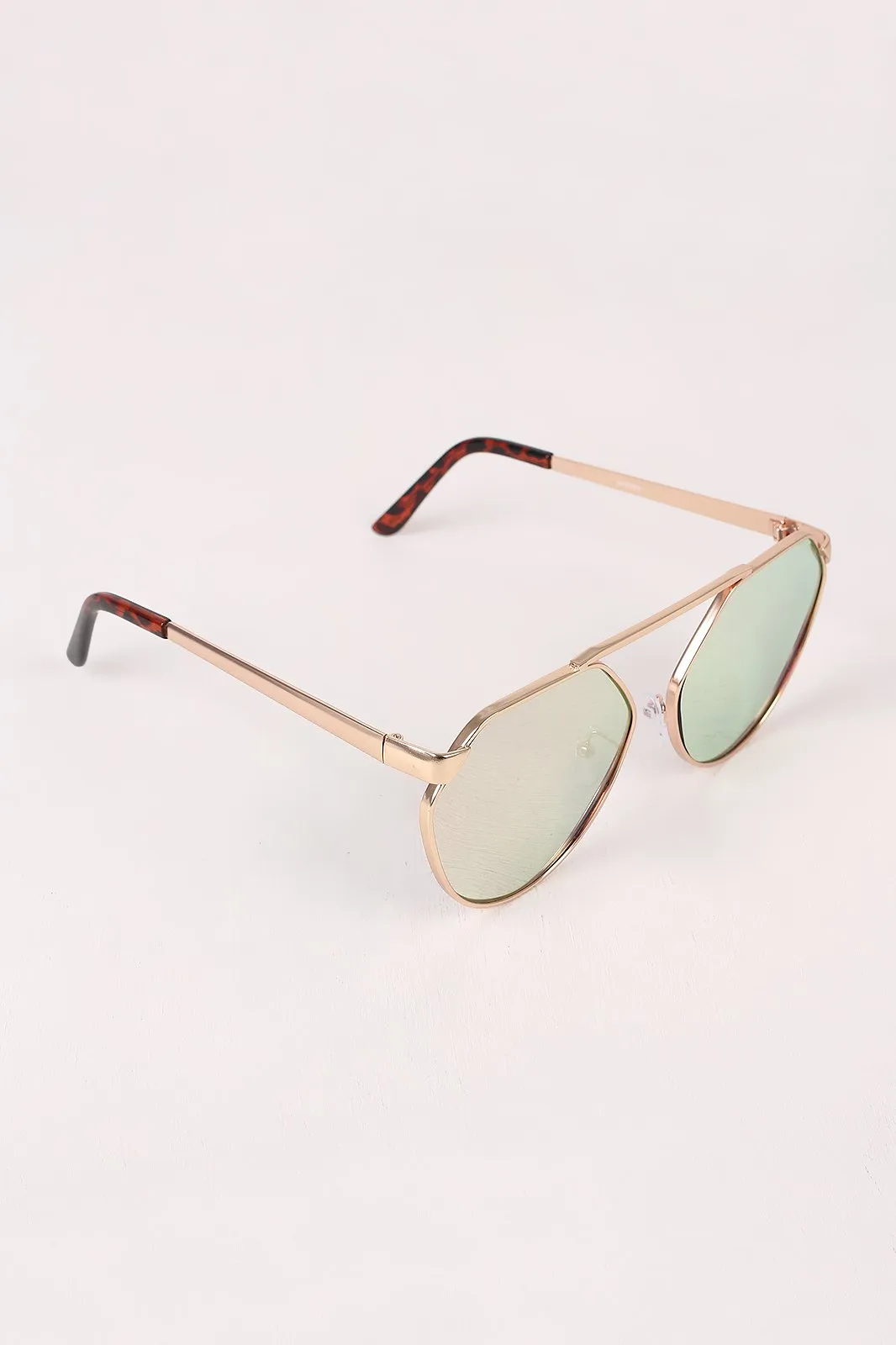 Geometric-Shape Mirrored Lens Sunglasses