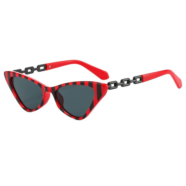 Gold Color Side Frame Small Retro Cat Eye Sunglasses For Women