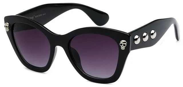 Gothic Skull Logo Cat Eye Emo classic Sunglasses for Women