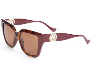 Gucci Square Two Tone Sunglasses Shiny Gold/Green