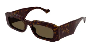 Gucci Tortoise Rectangle Frame Sunglasses Dark Havana/Brown