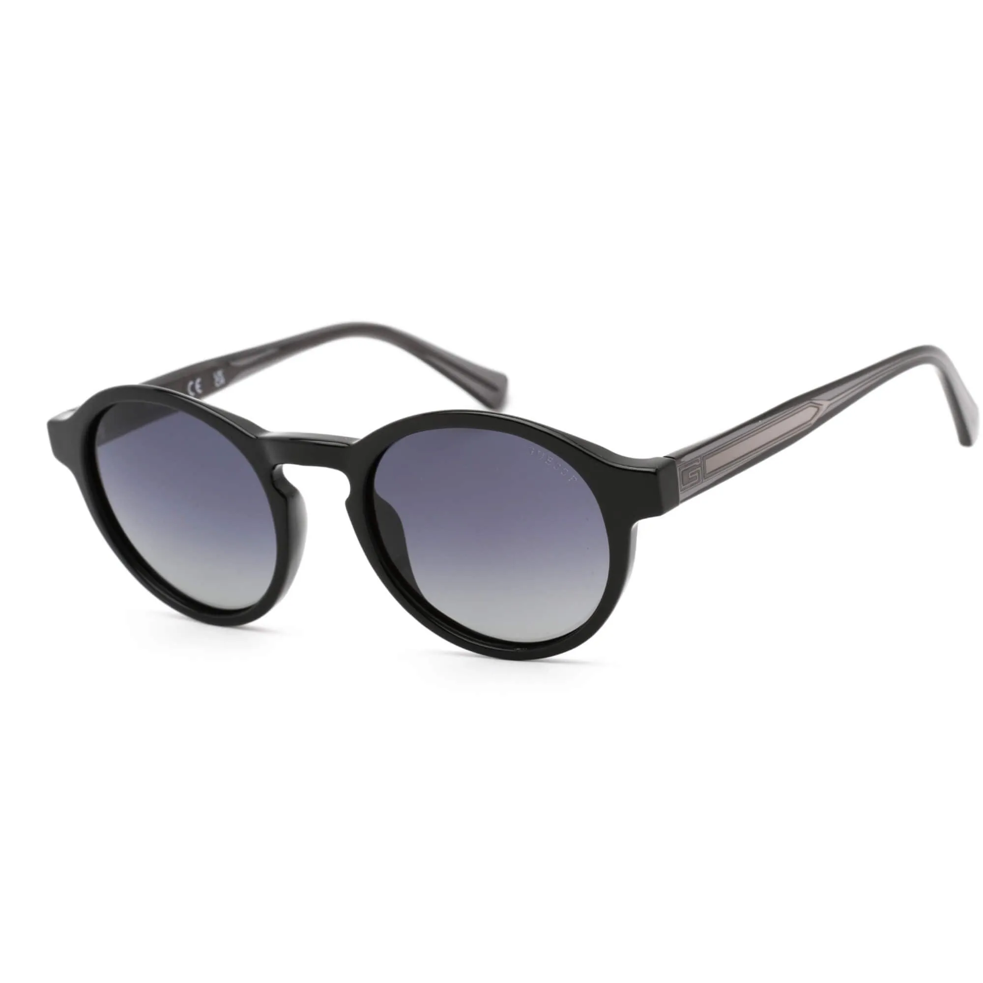 Guess Men's Sunglasses - Black Round Frame Dark Grey Polarized Lens | GU00049 01D