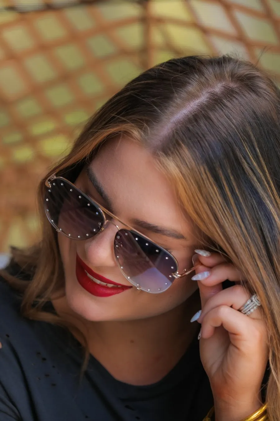 Hollywood Studded Aviator Sunglasses