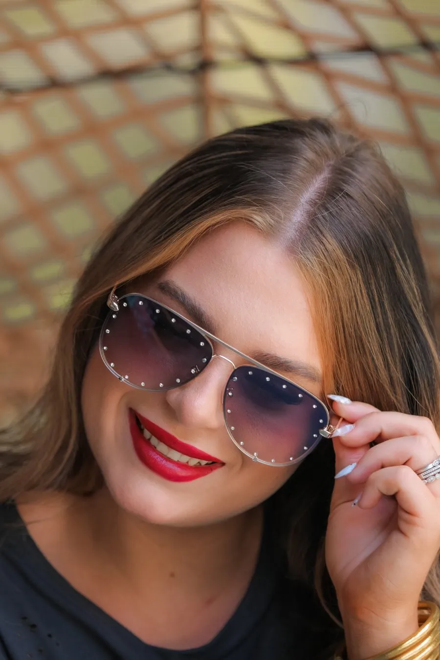 Hollywood Studded Aviator Sunglasses