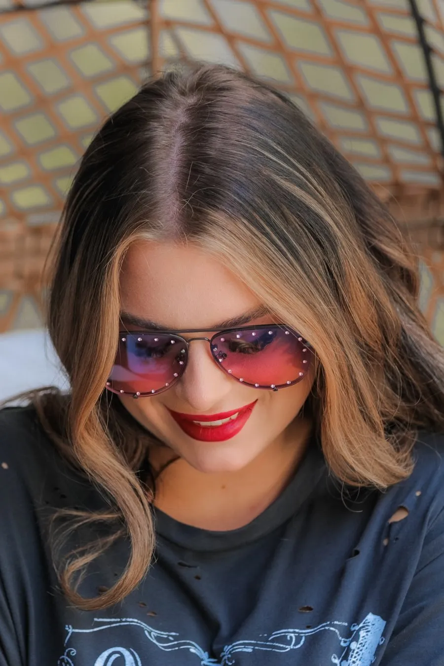 Hollywood Studded Aviator Sunglasses