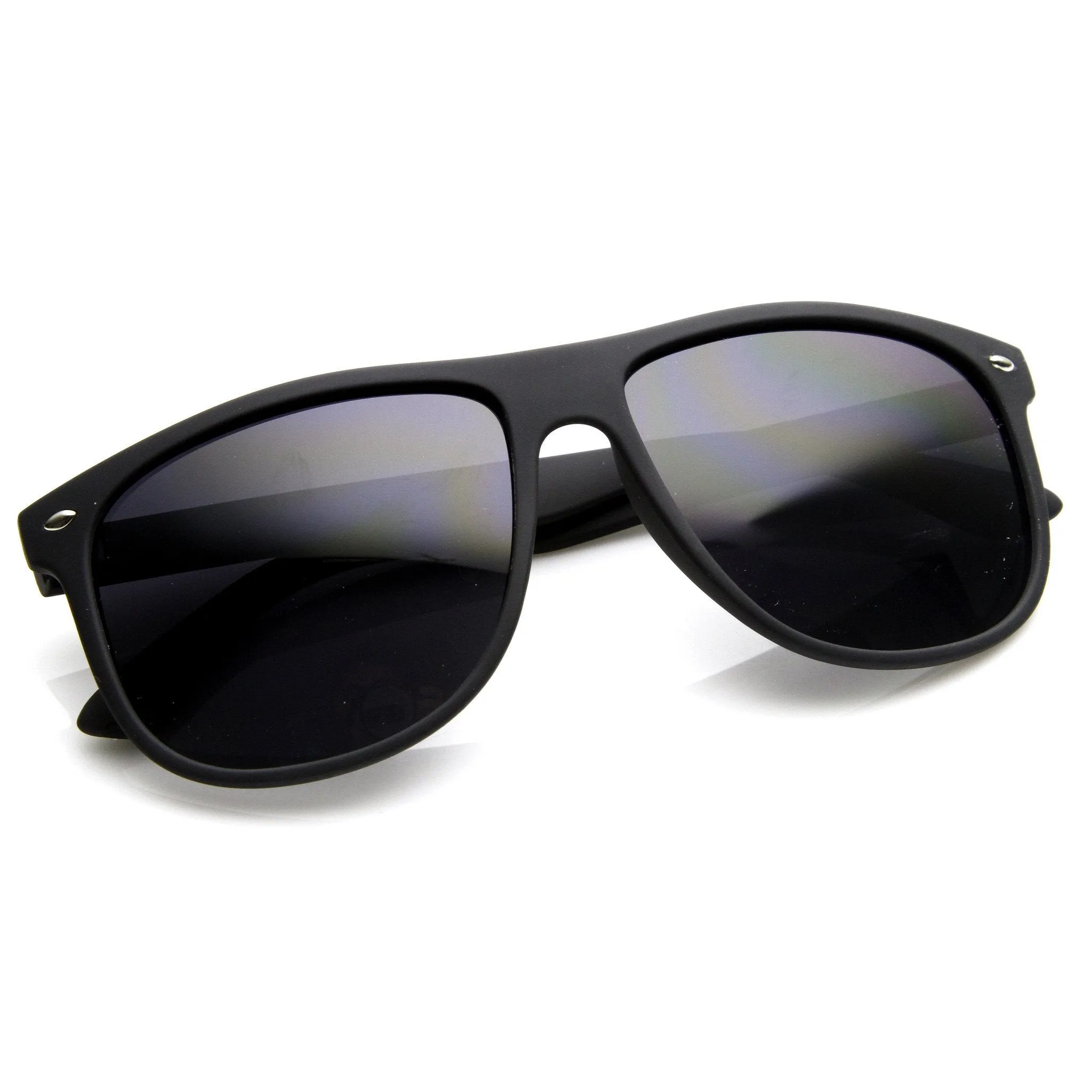 Large Retro Rubberized Horned Rim Sunglasses 8815