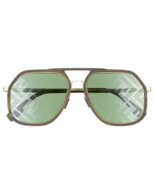 Light Aviator Sunglasses in Green Havana