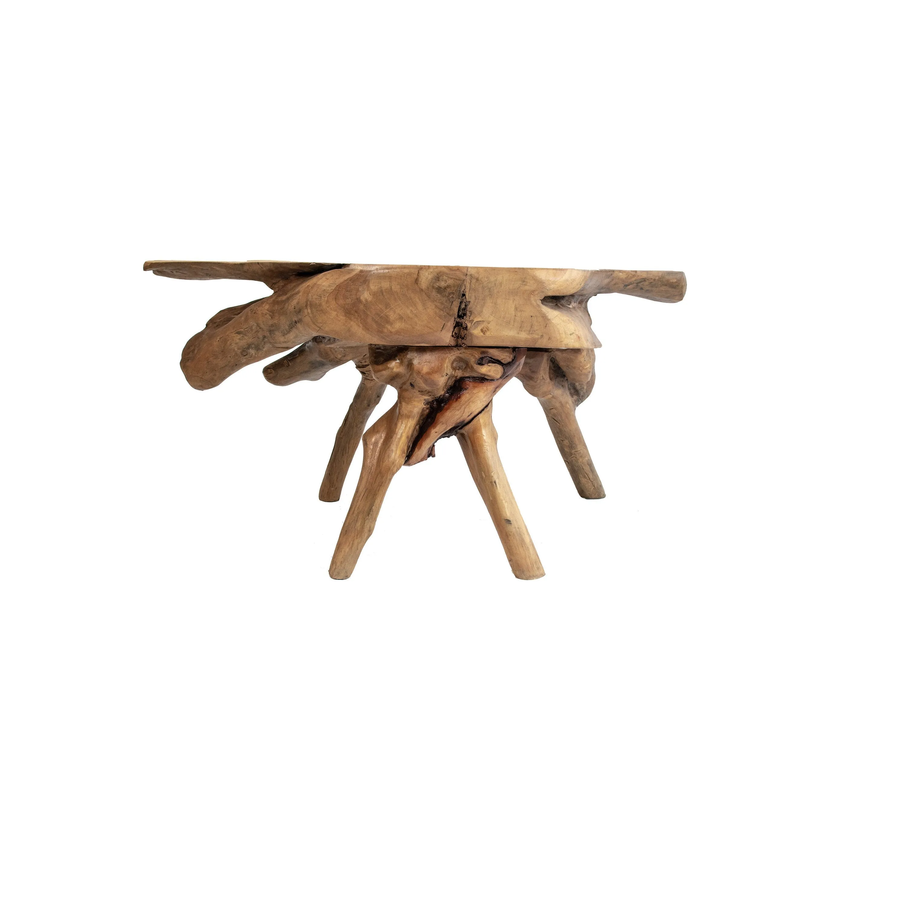 Live Edge Teak Root Wood Coffee Table | Rustic Primitive Table