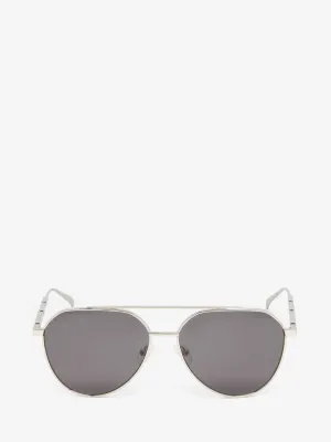 Metal Plaque Pilot Sunglasses