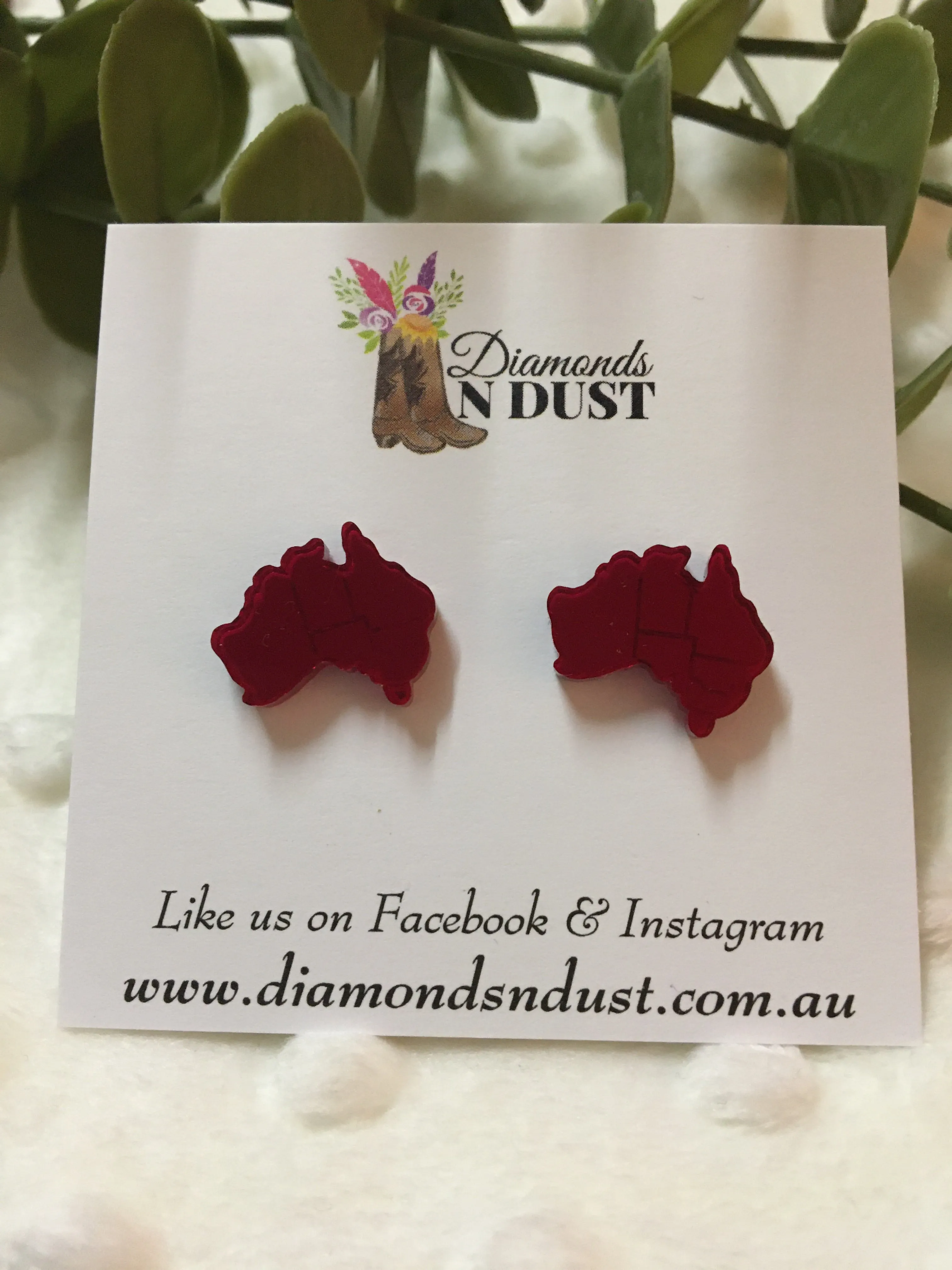 Mirrored Australia studs (9 colours)