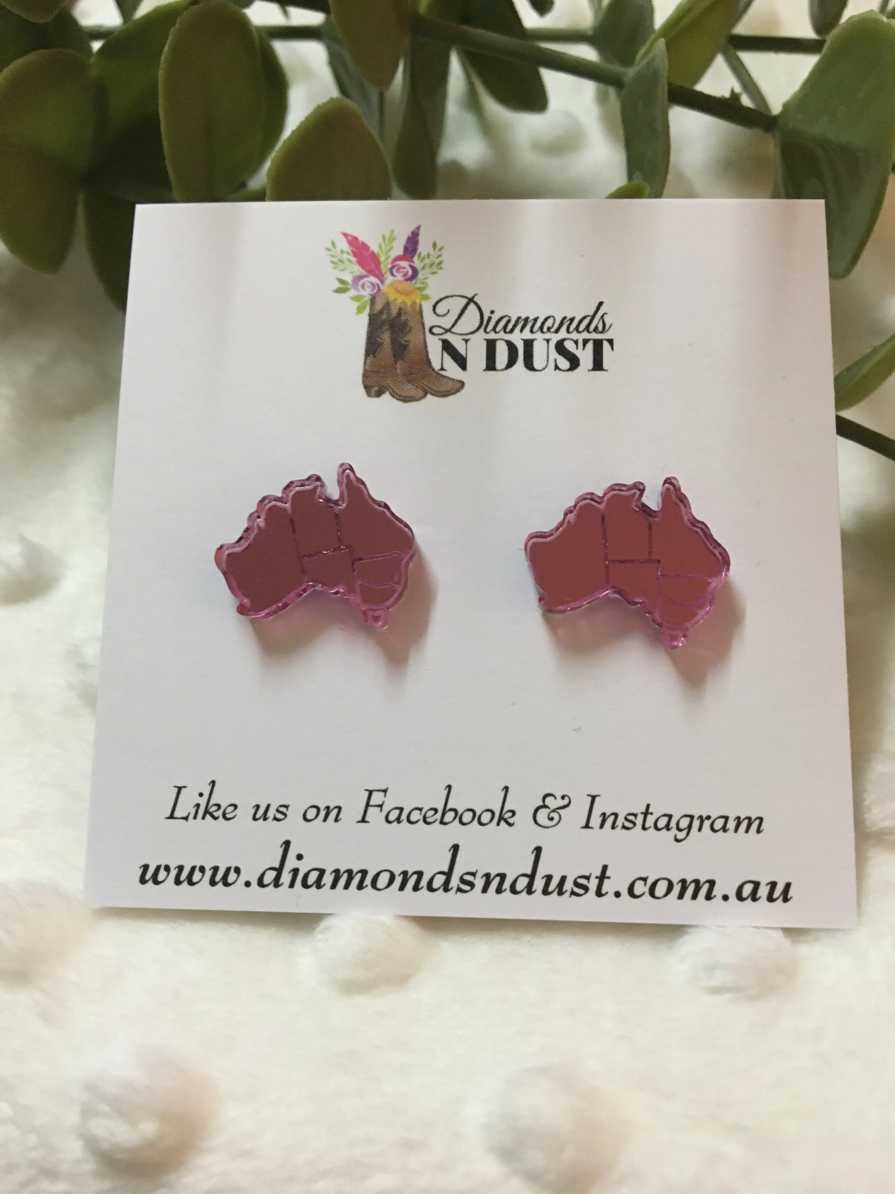 Mirrored Australia studs (9 colours)