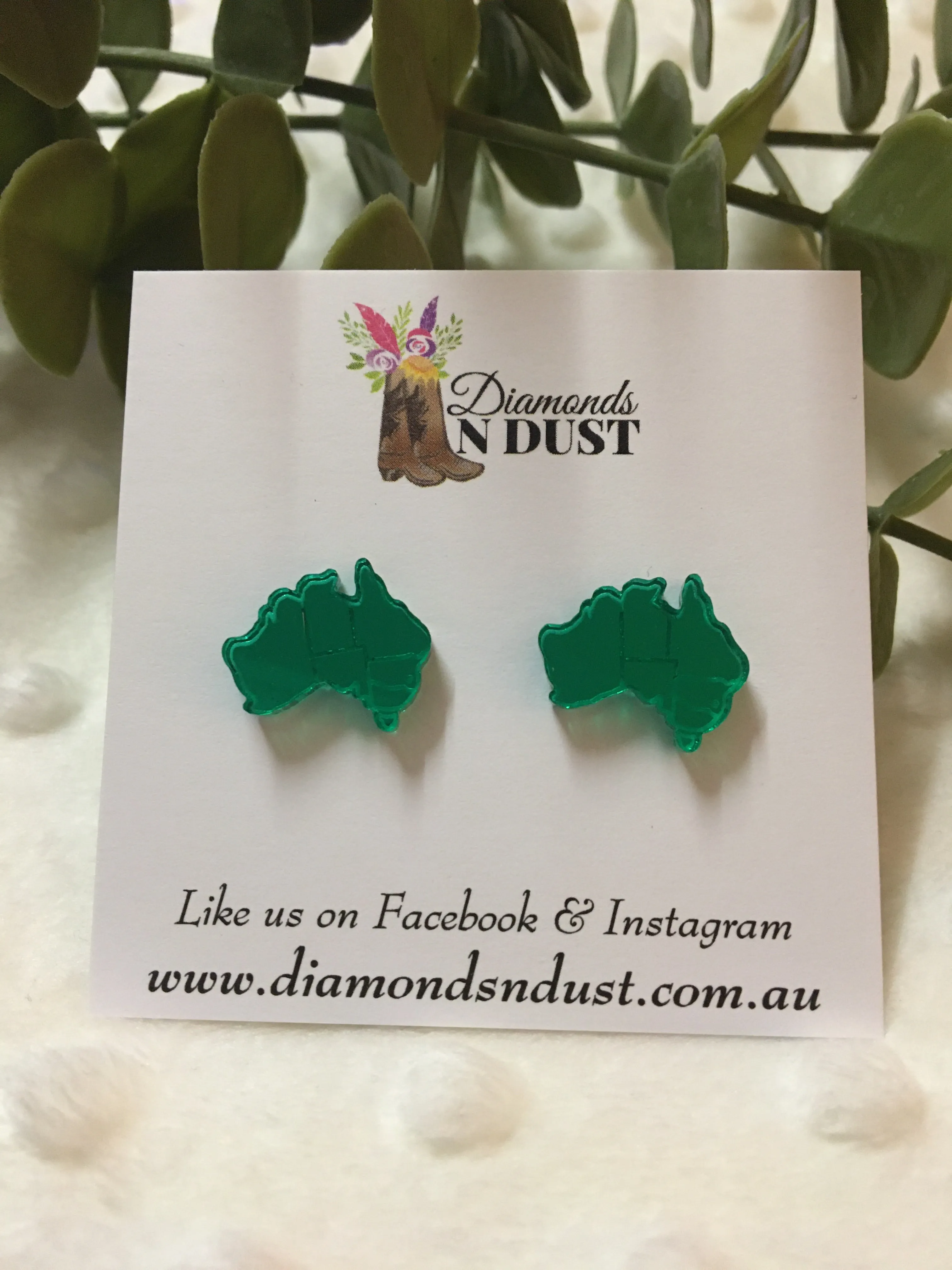 Mirrored Australia studs (9 colours)