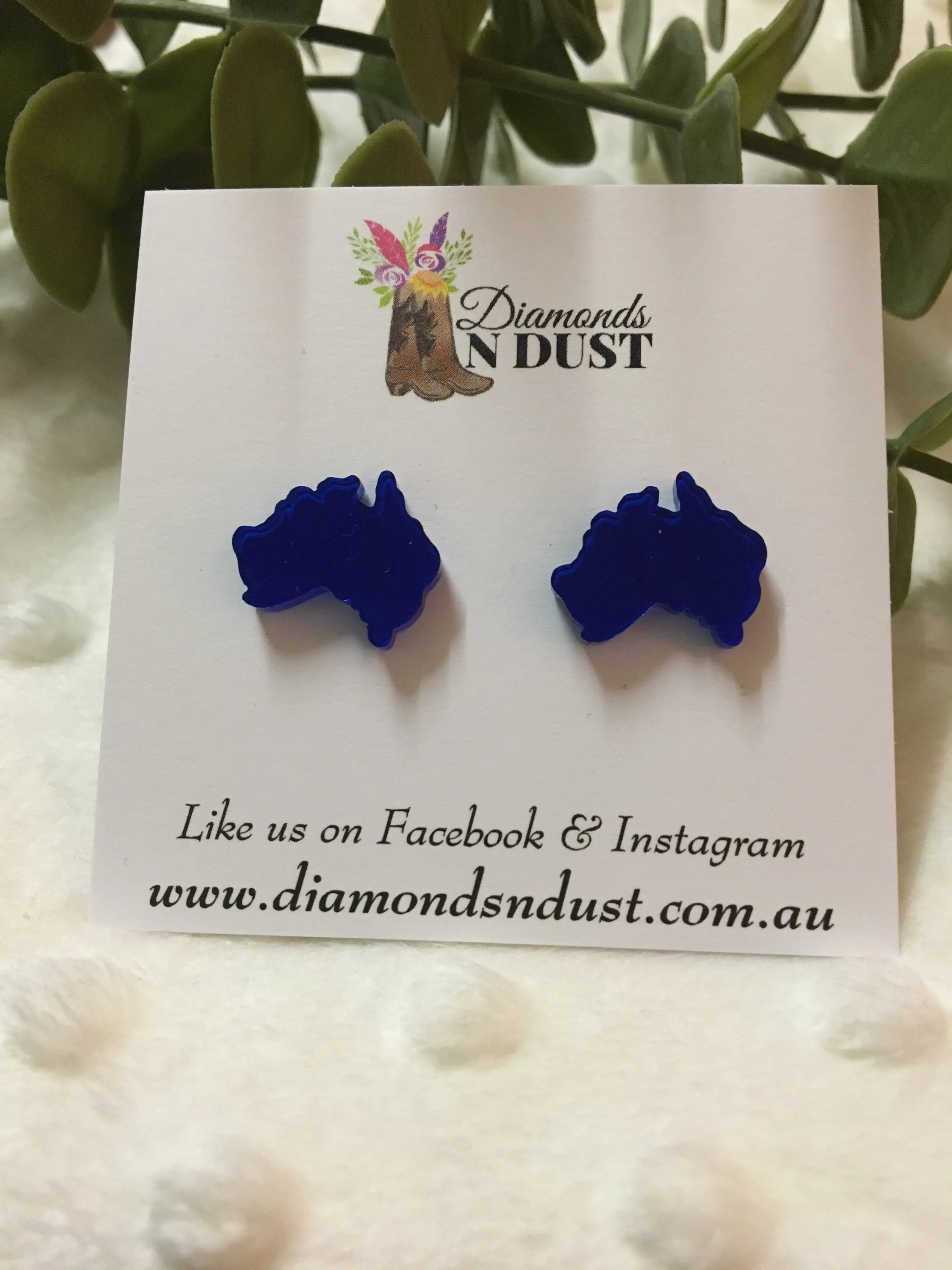 Mirrored Australia studs (9 colours)