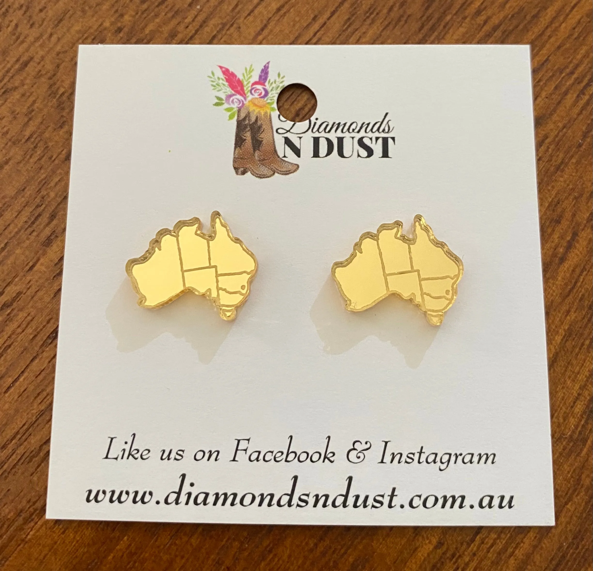 Mirrored Australia studs (9 colours)