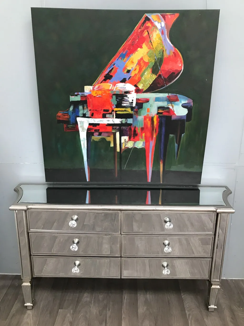 Mirrored Sideboard » 6 Drawers » Crystal Handles