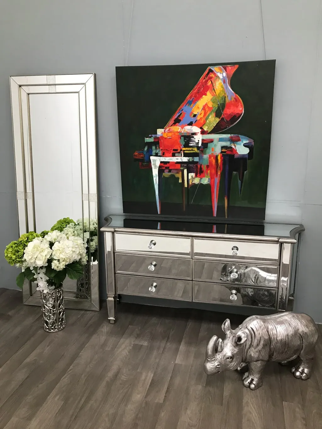 Mirrored Sideboard » 6 Drawers » Crystal Handles