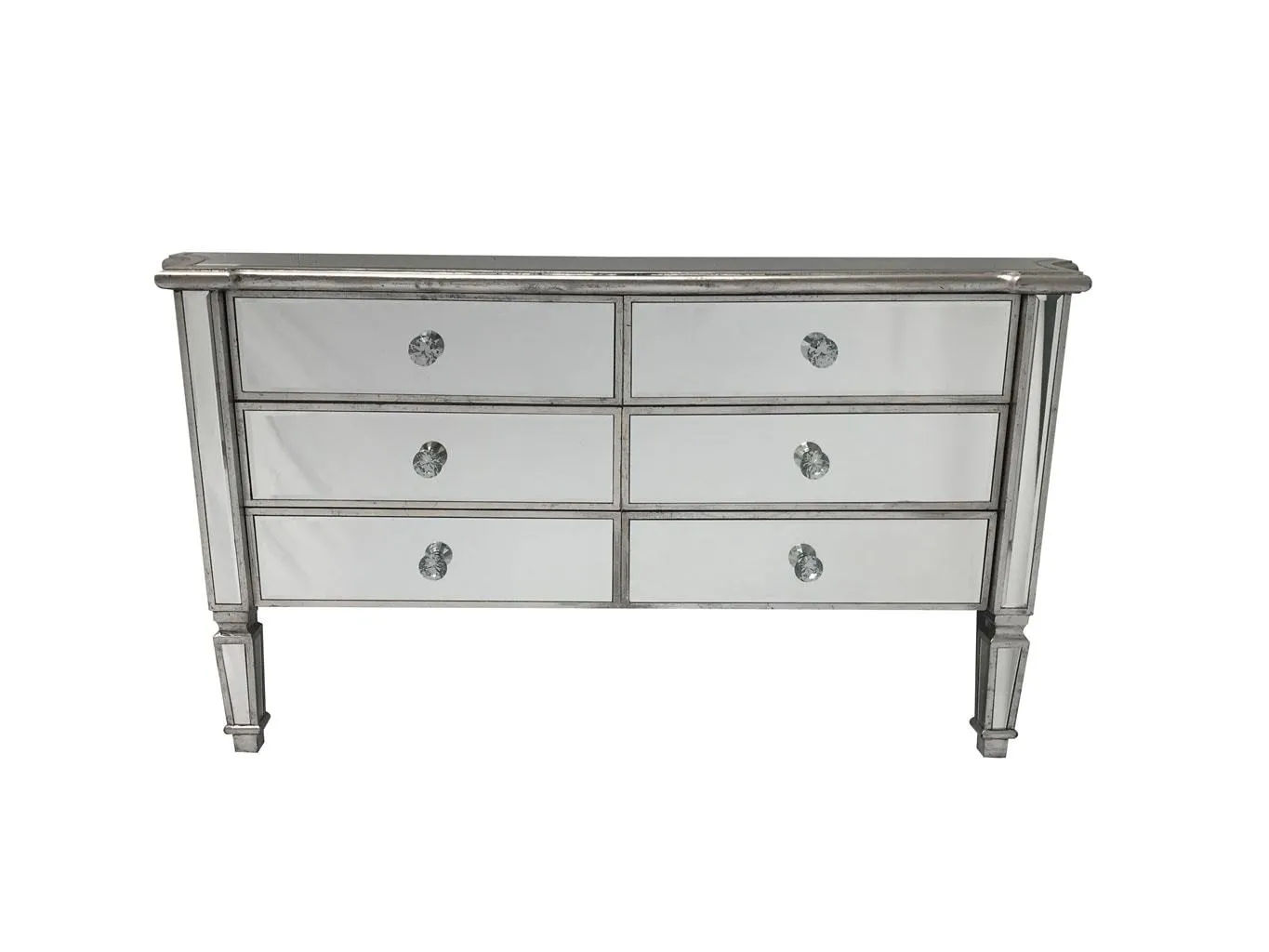 Mirrored Sideboard » 6 Drawers » Crystal Handles