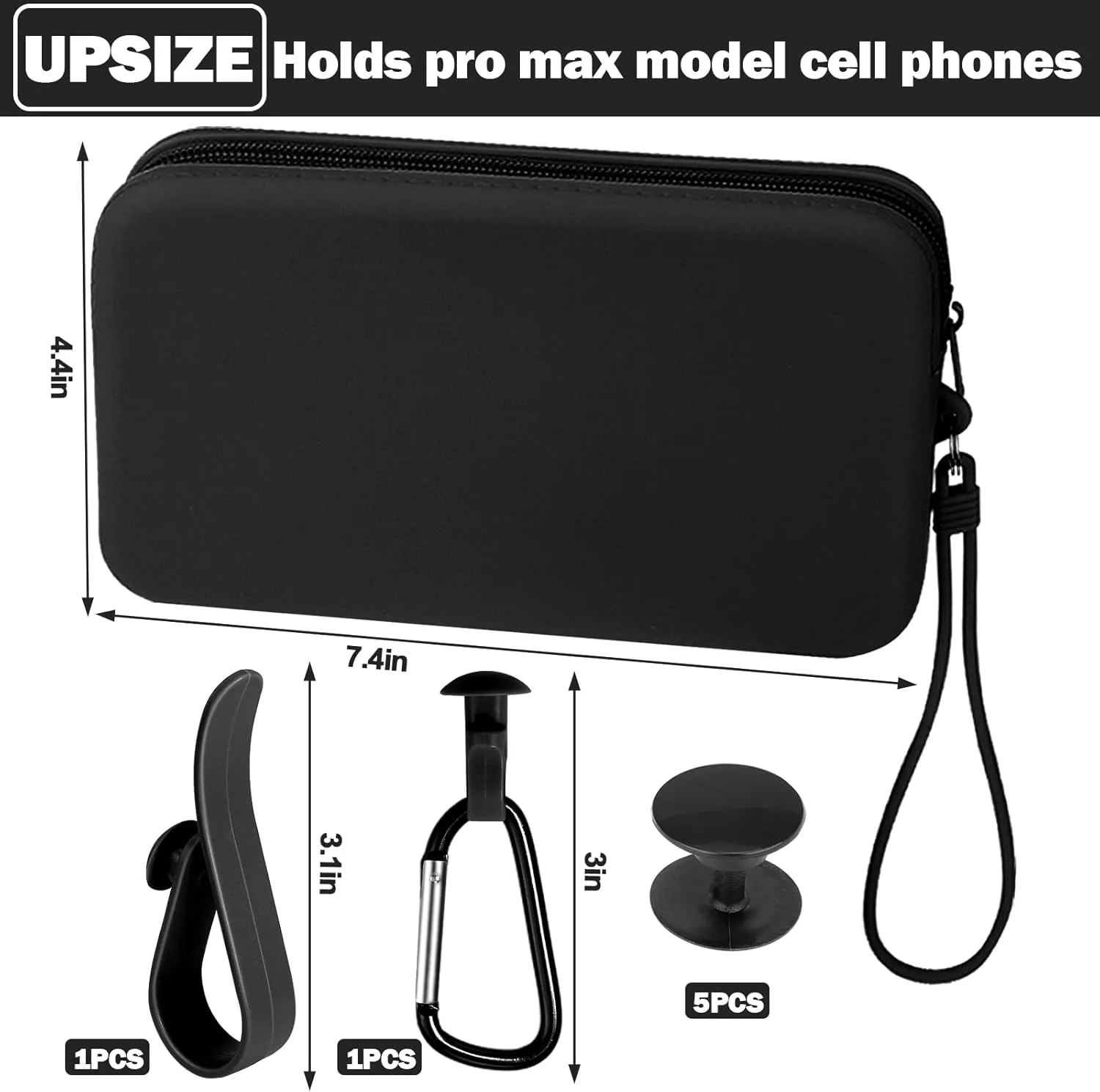 Mity rain Silicone Wallet for Bogg Bag Phone Holder, Accessories Set for Bogg Bags Contain 2PCS Key Holder and a Large Capacity Silicone Zipper Bag for Beach Tote Bag (Black)