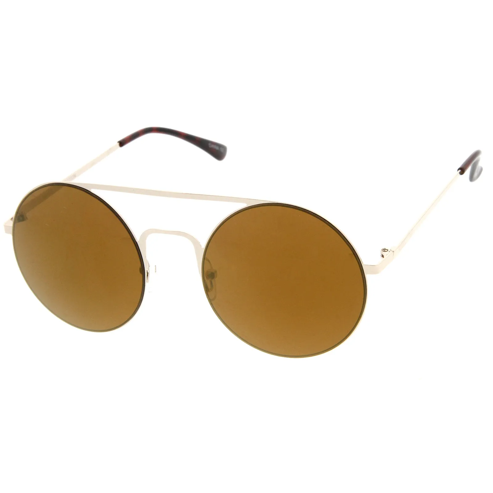 Modern Slim Round Mirrored Flat Lens Sunglasses A505