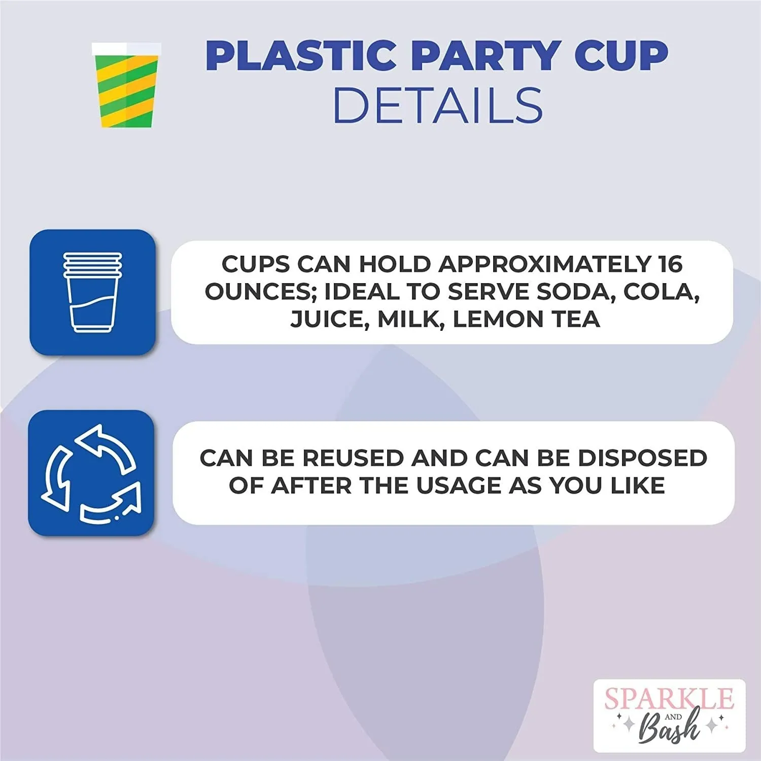 Nautical Plastic Cups for Baby Shower (16 Oz, 16 Pack)
