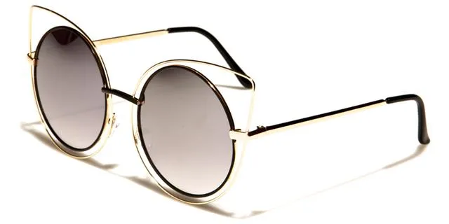 Oversized Round Flat Mirror Lenses Sunglasses for Women