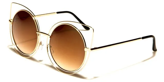 Oversized Round Flat Mirror Lenses Sunglasses for Women