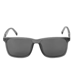 Polarized Plastic Frame Meta Square Sunglasses - Black Grey