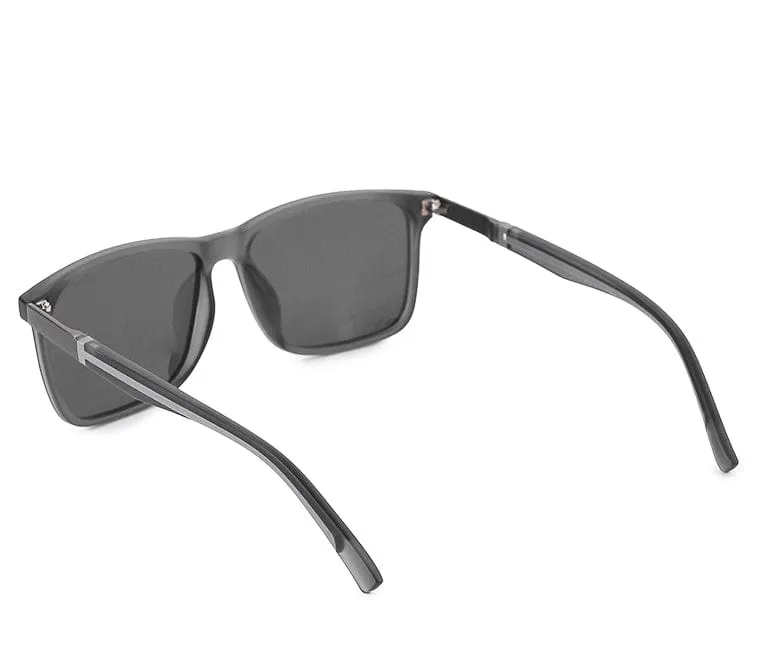 Polarized Plastic Frame Meta Square Sunglasses - Black Grey