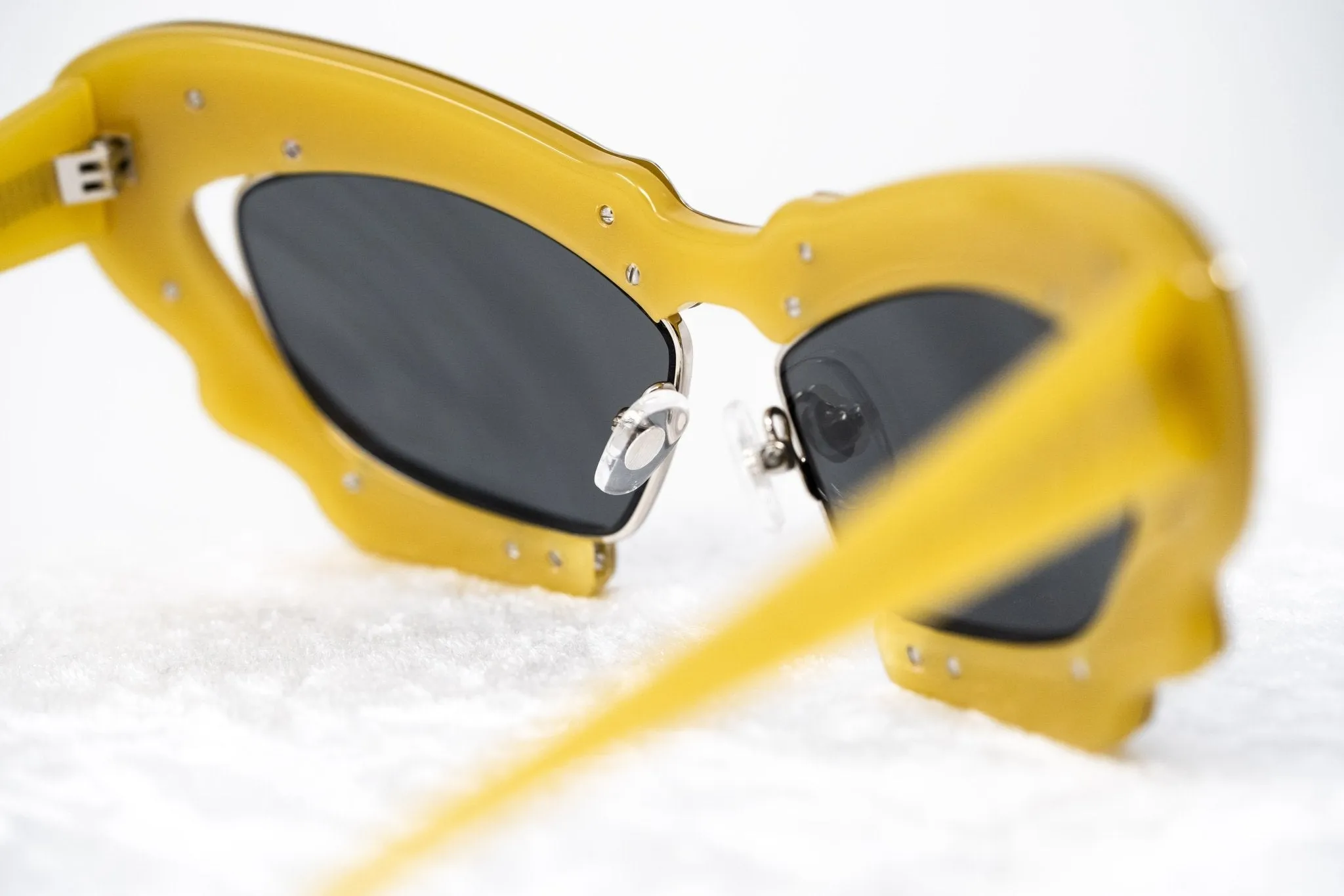 Prabal Gurung Sunglasses Cat Eye Special Mustard Yellow/Silver and Gray