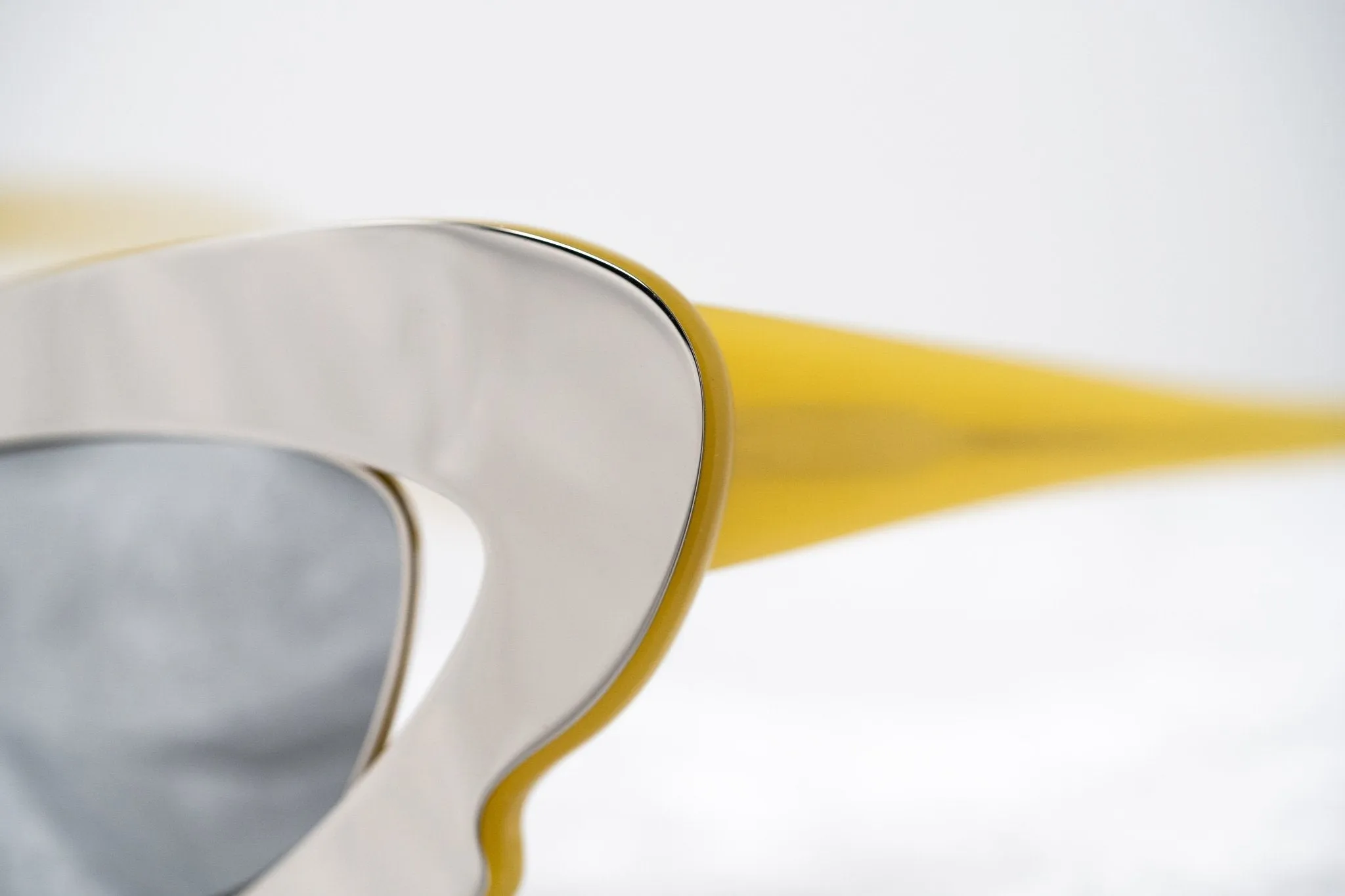 Prabal Gurung Sunglasses Cat Eye Special Mustard Yellow/Silver and Gray
