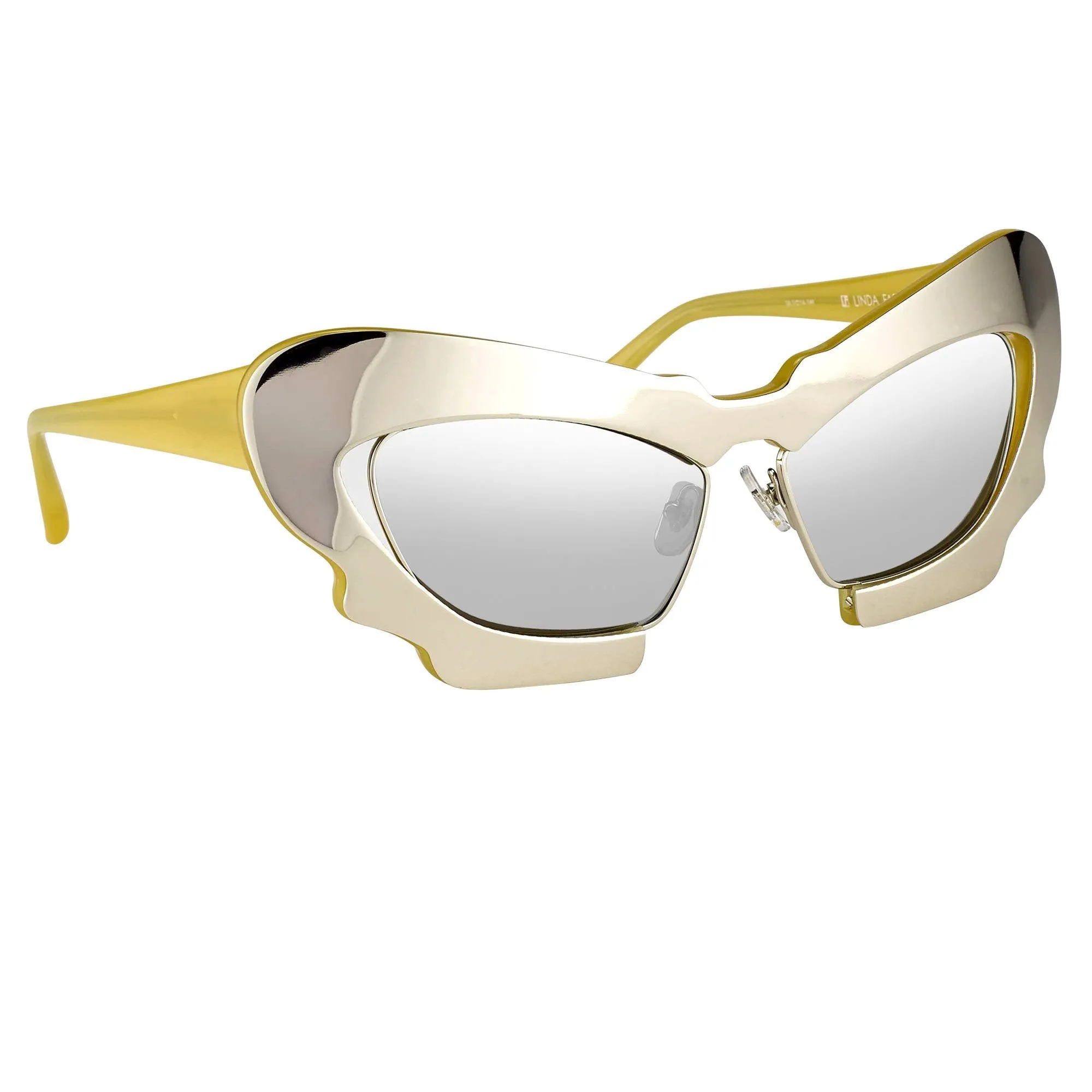 Prabal Gurung Sunglasses Cat Eye Special Mustard Yellow/Silver and Gray