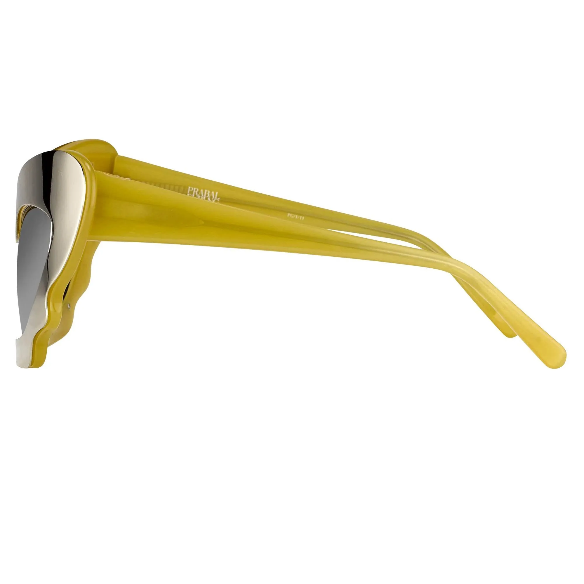 Prabal Gurung Sunglasses Cat Eye Special Mustard Yellow/Silver and Gray