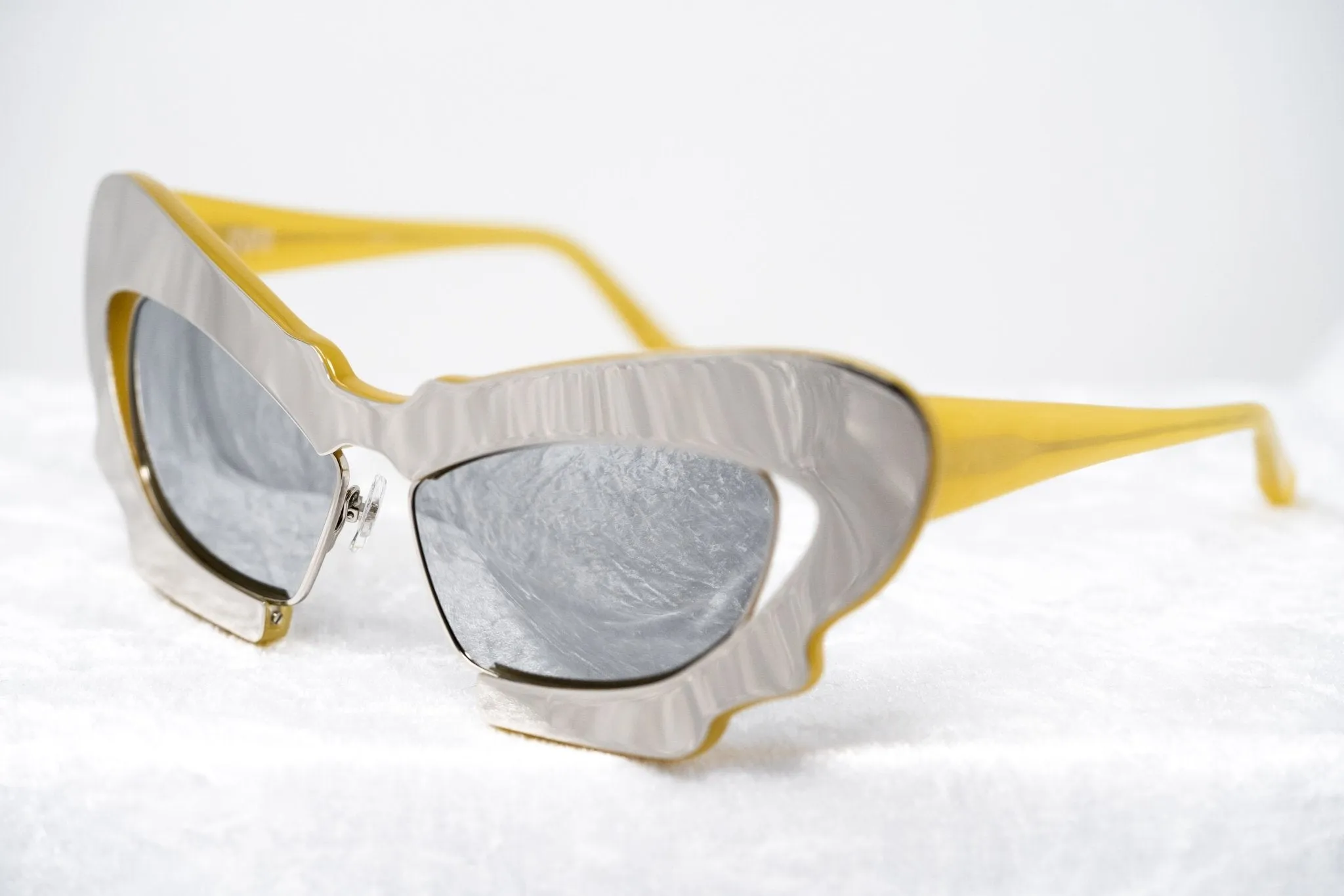 Prabal Gurung Sunglasses Cat Eye Special Mustard Yellow/Silver and Gray